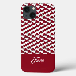Monogramm des roten und weißen Hahnentrittmusters Case-Mate iPhone Hülle
