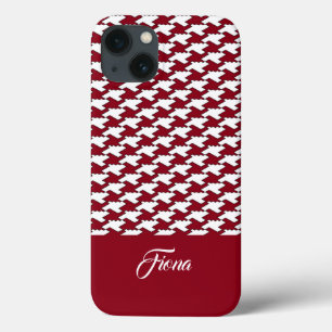 Monogramm des roten und weißen Hahnentrittmusters Case-Mate iPhone Hülle