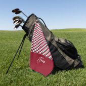 Monogramm des roten und weißen Hahnentrittmusters Golfhandtuch (Gras)