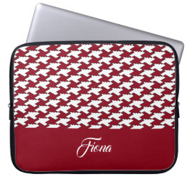 Monogramm des roten und weißen Hahnentrittmusters Laptopschutzhülle