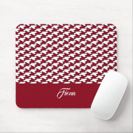 Monogramm des roten und weißen Hahnentrittmusters Mousepad
