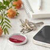 Monogramm des roten und weißen Hahnentrittmusters Schlüsselanhänger (Seite)