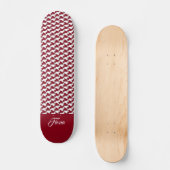 Monogramm des roten und weißen Hahnentrittmusters Skateboard (Vorderseite)