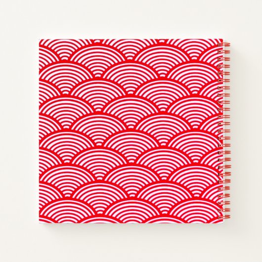 Monogramm des roten und weißen Scallop-Musters Notizblock (Rückseite)