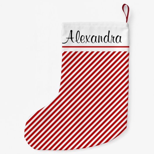 Monogramm des roten und weißen Weihnachtsstreifens Kleiner Weihnachtsstrumpf (Rückseite)