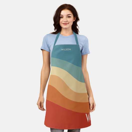 Monogramm des schmalen Retrostreifens Schürze (Getragen)