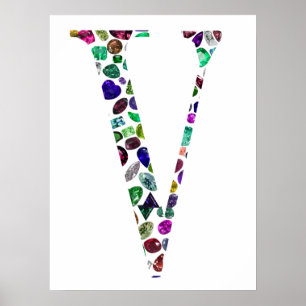 Monogramm des Schmucksteins Brief V Poster