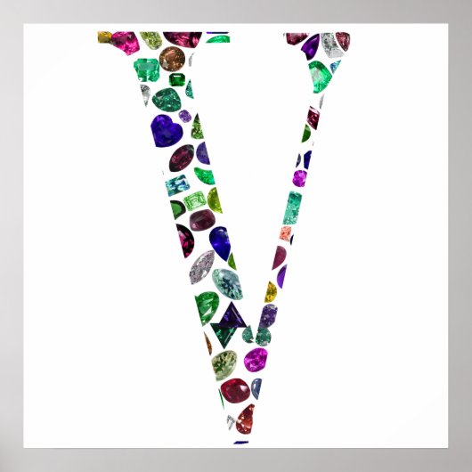 Monogramm des Schmucksteins Brief V Poster (Vorne)