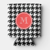 Monogramm des Schwarz-Weiß-Hahnentrittmusters Dosenkühler (Vorderseite)