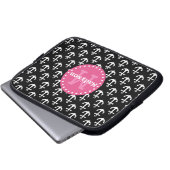 Monogramm des Schwarz-weiß rosa Ankermusters Laptopschutzhülle (Vorne Knopf)