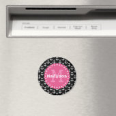 Monogramm des Schwarz-weiß rosa Ankermusters Magnet (In Situ (Geschirrspüler))