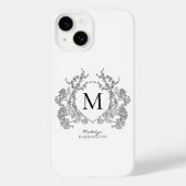 Monogramm des Schwarz-Weiß-Wappen Case-Mate iPhone Hülle (Rückseite)