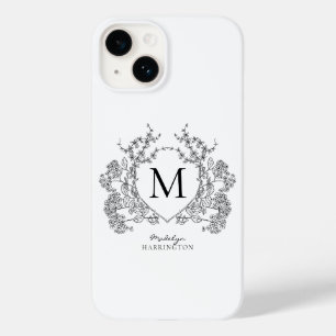 Monogramm des Schwarz-Weiß-Wappen Case-Mate iPhone 14 Hülle