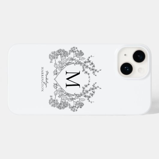 Monogramm des Schwarz-Weiß-Wappen Case-Mate iPhone Hülle (Rückseite (Horizontal))