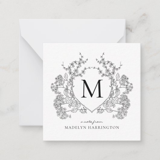 Monogramm des Schwarz-Weiß-Wappen Mitteilungskarte (Vorderseite)