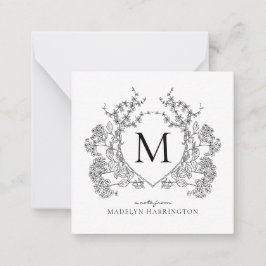 Monogramm des Schwarz-Weiß-Wappen Mitteilungskarte