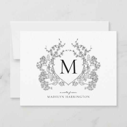 Monogramm des Schwarz-Weiß-Wappen Mitteilungskarte (Vorderseite)