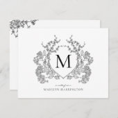 Monogramm des Schwarz-Weiß-Wappen Mitteilungskarte (Vorne/Hinten)