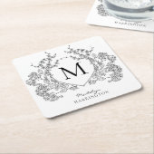 Monogramm des Schwarz-Weiß-Wappen Rechteckiger Pappuntersetzer (angewinkelt)