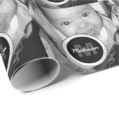 Monogramm des Schwarz-weißen Fotos anpassen Geschenkpapier (Rolleneckpunkt)