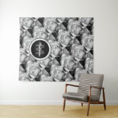 Monogramm des Schwarz-weißen Fotos anpassen Wandteppich (Beispiel (Horizontal))