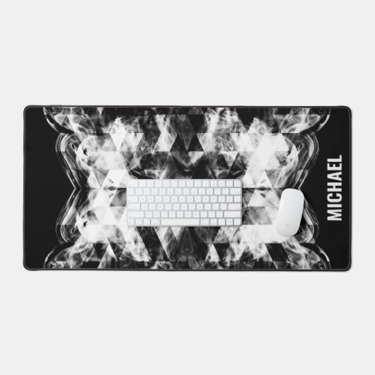 Monogramm des Schwarz-weißen funkelnd Dreiecks Schreibtischunterlage (Tastatur & Maus)