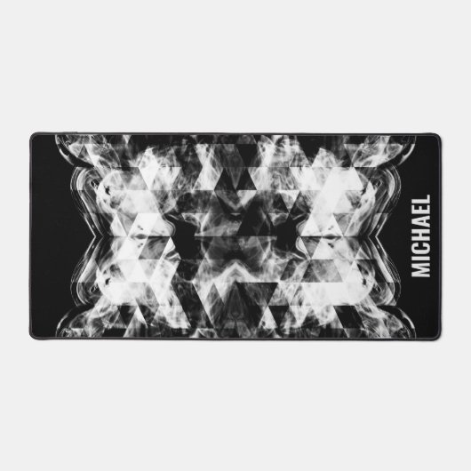 Monogramm des Schwarz-weißen funkelnd Dreiecks Schreibtischunterlage (Vorderseite)