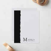 Monogramm des Schwarz-weißen gestrichelten Kantenf Mitteilungskarte (Vorderseite/Rückseite Beispiel)