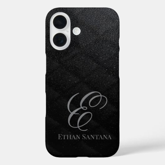 Monogramm des schwarzen Glitzer Case-Mate iPhone Hülle (Rückseite)
