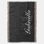 Monogramm des schwarzen Glitzer Decke (Vorderseite Vertikal)