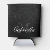 Monogramm des schwarzen Glitzer Dosenkühler (Vorderseite)