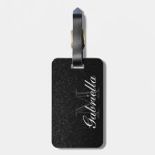 Monogramm des schwarzen Glitzer Gepäckanhänger (Rückseite vertikal)