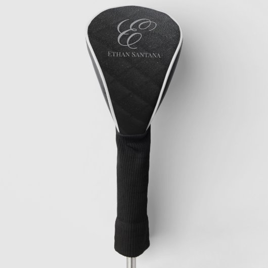 Monogramm des schwarzen Glitzer Golf Headcover (Vorderseite)