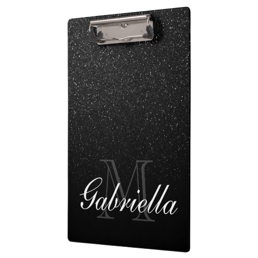 Monogramm des schwarzen Glitzer Klemmbrett (Links)