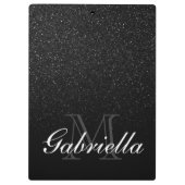 Monogramm des schwarzen Glitzer Klemmbrett (Rückseite)