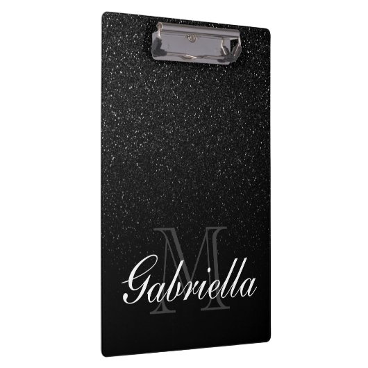 Monogramm des schwarzen Glitzer Klemmbrett (Rechts)