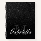 Monogramm des schwarzen Glitzer Notizblock (Vorderseite)