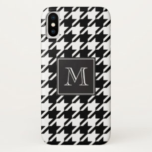 Monogramm des schwarzen Hahnentrittmusters iPhone X Hülle