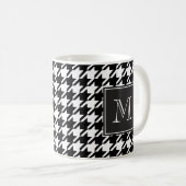 Monogramm des schwarzen Hahnentrittmusters Kaffeetasse (VorderseiteRechts)