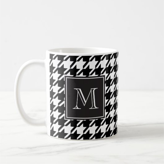 Monogramm des schwarzen Hahnentrittmusters Kaffeetasse (Links)
