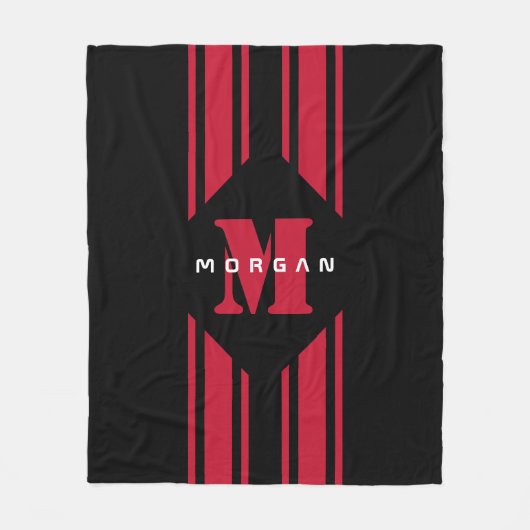 Monogramm des schwarzen Rennwagens Fleecedecke (Vorderseite)