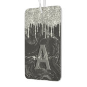 Monogramm des schwarzen Silber-Glitzer Autolufterfrischer (Links)