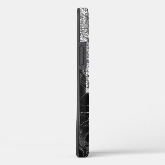 Monogramm des schwarzen Silber-Glitzer Case-Mate iPhone Hülle (Rückseite / Rechts)