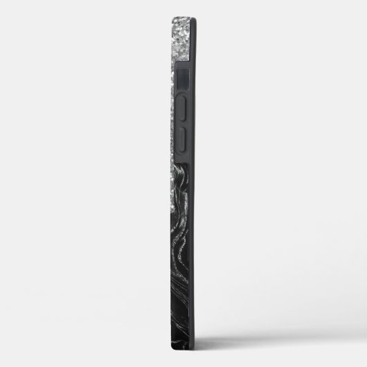 Monogramm des schwarzen Silber-Glitzer Case-Mate iPhone Hülle (Rückseite / Links)