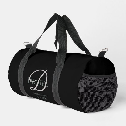 Monogramm des Schwarzen Trauzeugen Duffle Bag (Rechte Ecke)