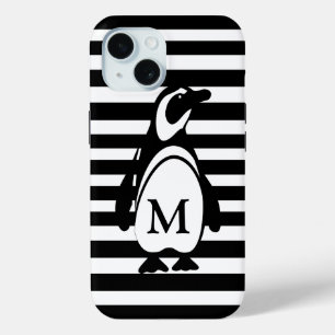 Monogramm des schwarzen und weißen Pinguins Case-Mate iPhone Hülle
