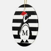 Monogramm des schwarzen und weißen Pinguins Keramik Ornament (Links)