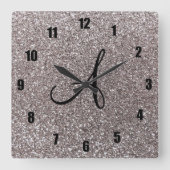 Monogramm des Silber-Glitzer Quadratische Wanduhr (Vorderseite)