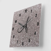 Monogramm des Silber-Glitzer Quadratische Wanduhr (Winkel)