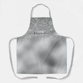 Monogramm des silbernen Glitzer Schürze (Vorderseite)